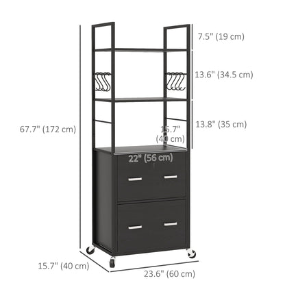 Mobile Filing Cabinet 2 Drawer File Cabinet with Key Adjustable Hanging Bar for Letter A4 and Legal Size Black Office Cabinets & Cupboards   at Gallery Canada