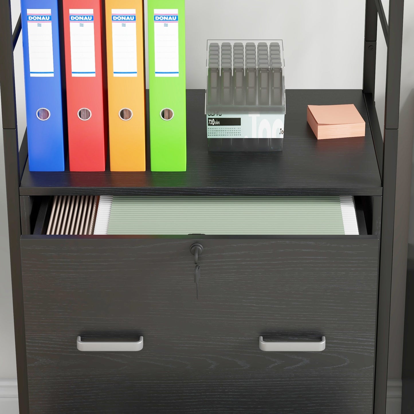 Mobile Filing Cabinet 2 Drawer File Cabinet with Key Adjustable Hanging Bar for Letter A4 and Legal Size Black Office Cabinets & Cupboards   at Gallery Canada