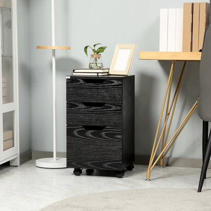 Mobile Filing Cabinet, 3 Drawer File Cabinet, Under Desk Office Storage Cabinet with Wheels, Black Wood Grain Office Cabinets & Cupboards   at Gallery Canada