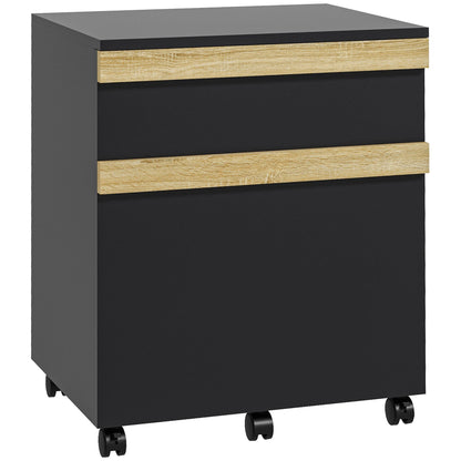 Mobile Filing Cabinet, Office Storage Printer Stand with 5 Wheels and 2 Drawers Office Cabinets & Cupboards Black  at Gallery Canada