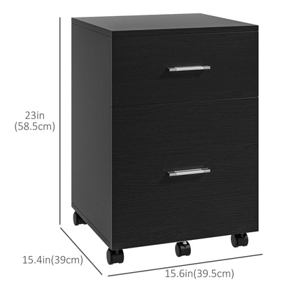 Mobile Filing Cabinet, Vertical File Cabinet with 2 Drawers, Wheels, for Letter or A4 File, Black Office Cabinets & Cupboards   at Gallery Canada