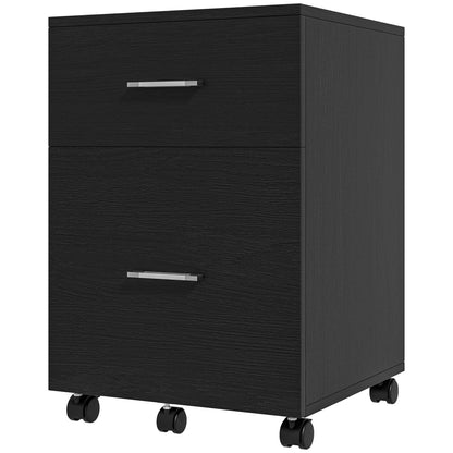 Mobile Filing Cabinet, Vertical File Cabinet with 2 Drawers, Wheels, for Letter or A4 File, Black Office Cabinets & Cupboards Black  at Gallery Canada