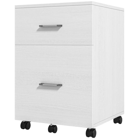 Mobile Filing Cabinet, Vertical File Cabinet with 2 Drawers, Wheels, for Letter or A4 File, White Office Cabinets & Cupboards White  at Gallery Canada