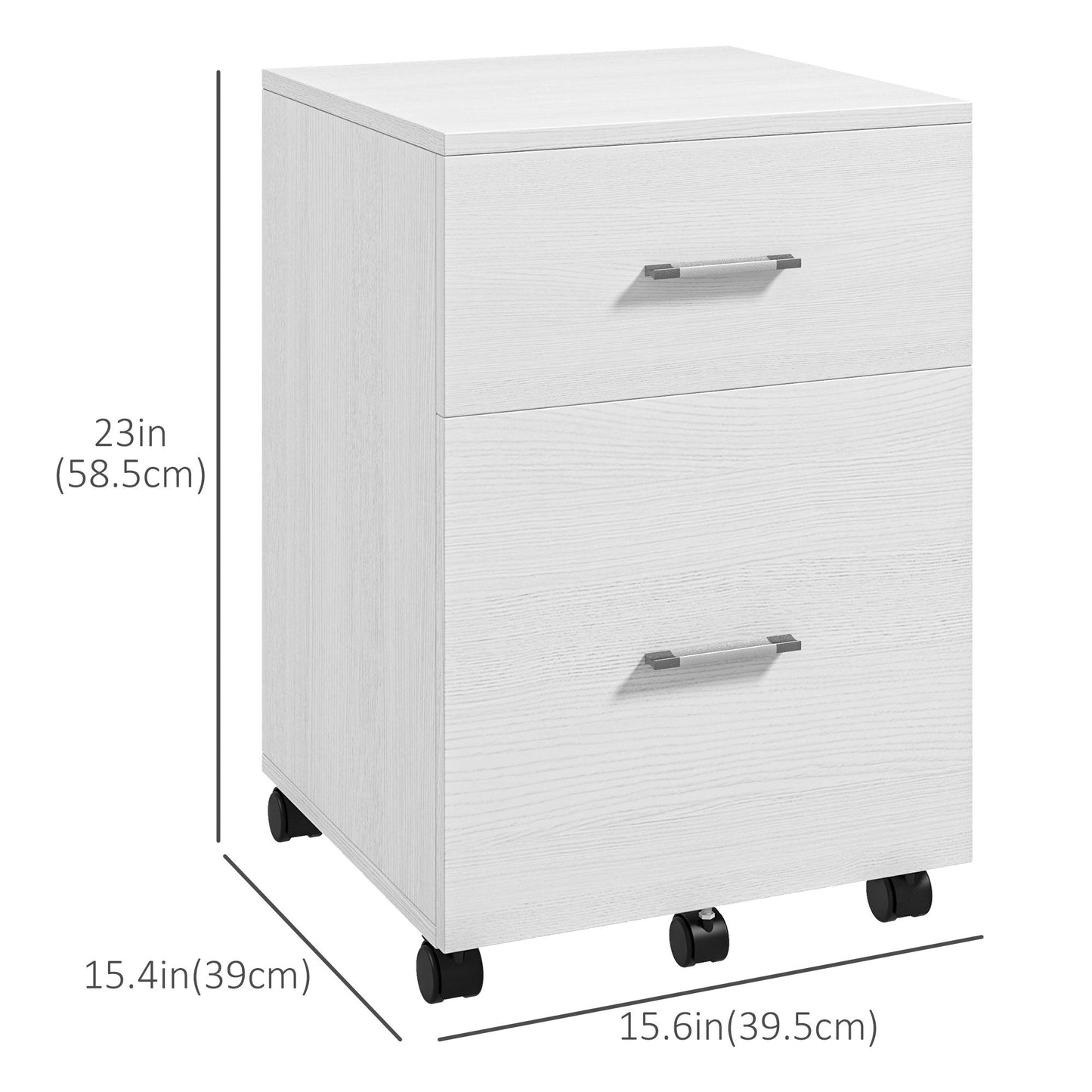 Mobile Filing Cabinet, Vertical File Cabinet with 2 Drawers, Wheels, for Letter or A4 File, White Office Cabinets & Cupboards   at Gallery Canada