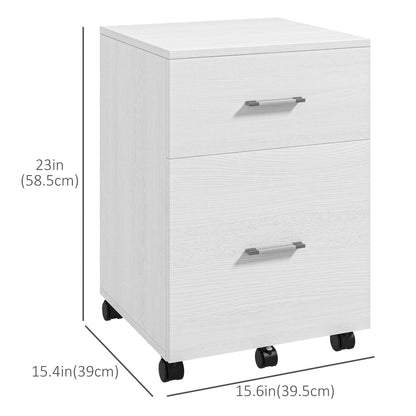 Mobile Filing Cabinet, Vertical File Cabinet with 2 Drawers, Wheels, for Letter or A4 File, White Office Cabinets & Cupboards   at Gallery Canada