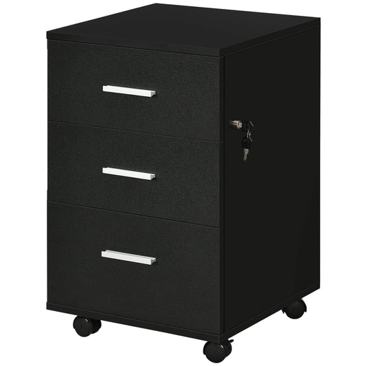 Mobile Filing Cabinet with Wheels, 3 Drawer File Cabinet with Lock and Keys for Home Office, Black - Gallery Canada