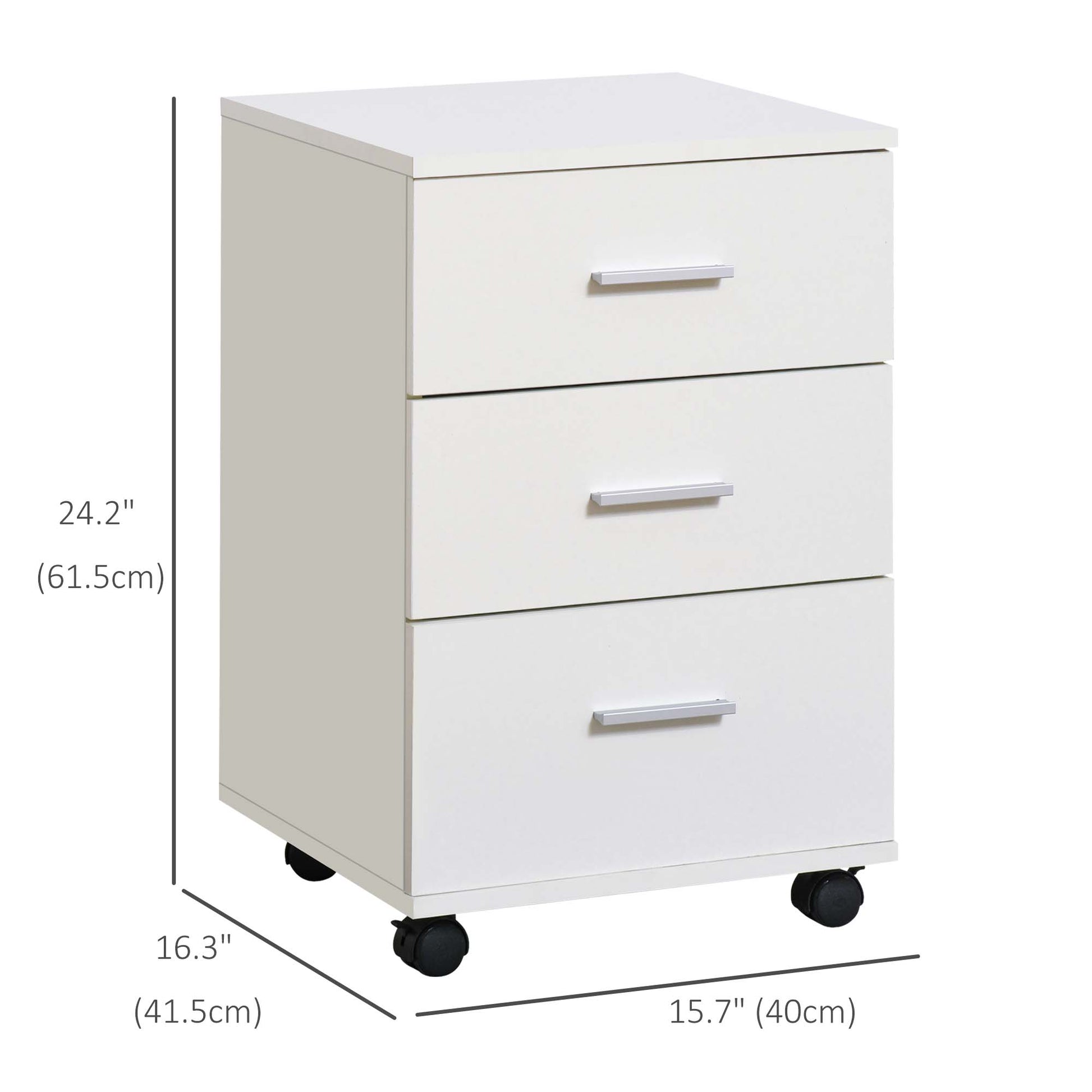 Mobile Filing Cabinet with Wheels, 3 Drawer File Cabinet with Lock and Keys for Home Office, White Office Cabinets & Cupboards   at Gallery Canada