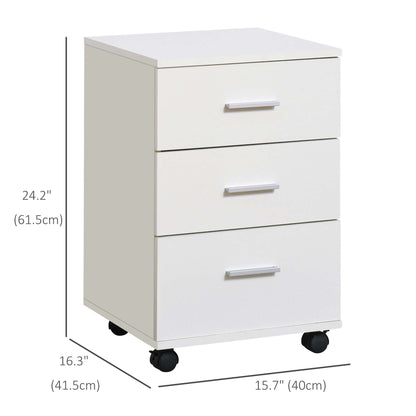 Mobile Filing Cabinet with Wheels, 3 Drawer File Cabinet with Lock and Keys for Home Office, White Office Cabinets & Cupboards   at Gallery Canada