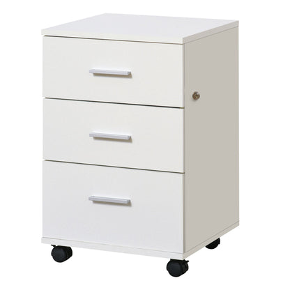 Mobile Filing Cabinet with Wheels, 3 Drawer File Cabinet with Lock and Keys for Home Office, White Office Cabinets & Cupboards White  at Gallery Canada