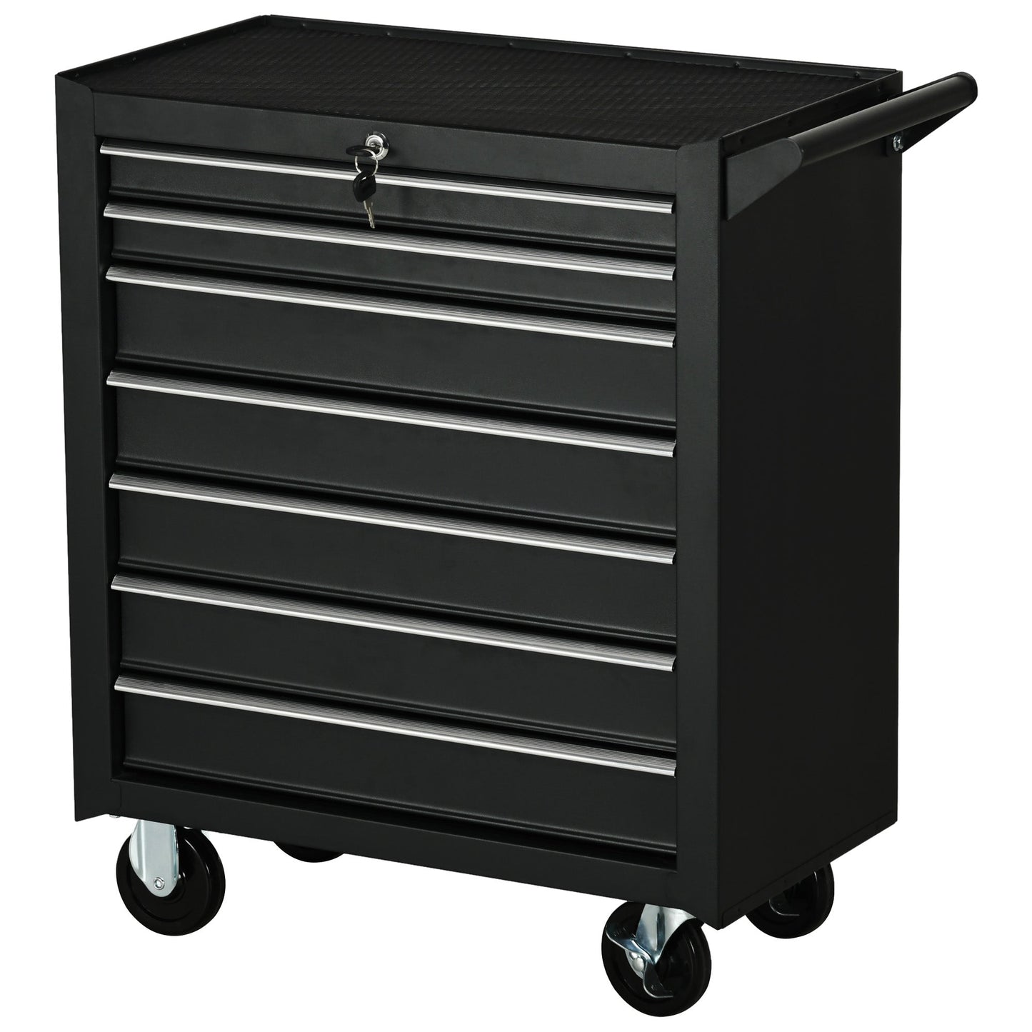 Mobile Lockable Toolbox, 7 Drawer Tool Chest, Storage Organizer with Handle for Workshop, Mechanics, Garage, Black Tool Organizers Black  at Gallery Canada