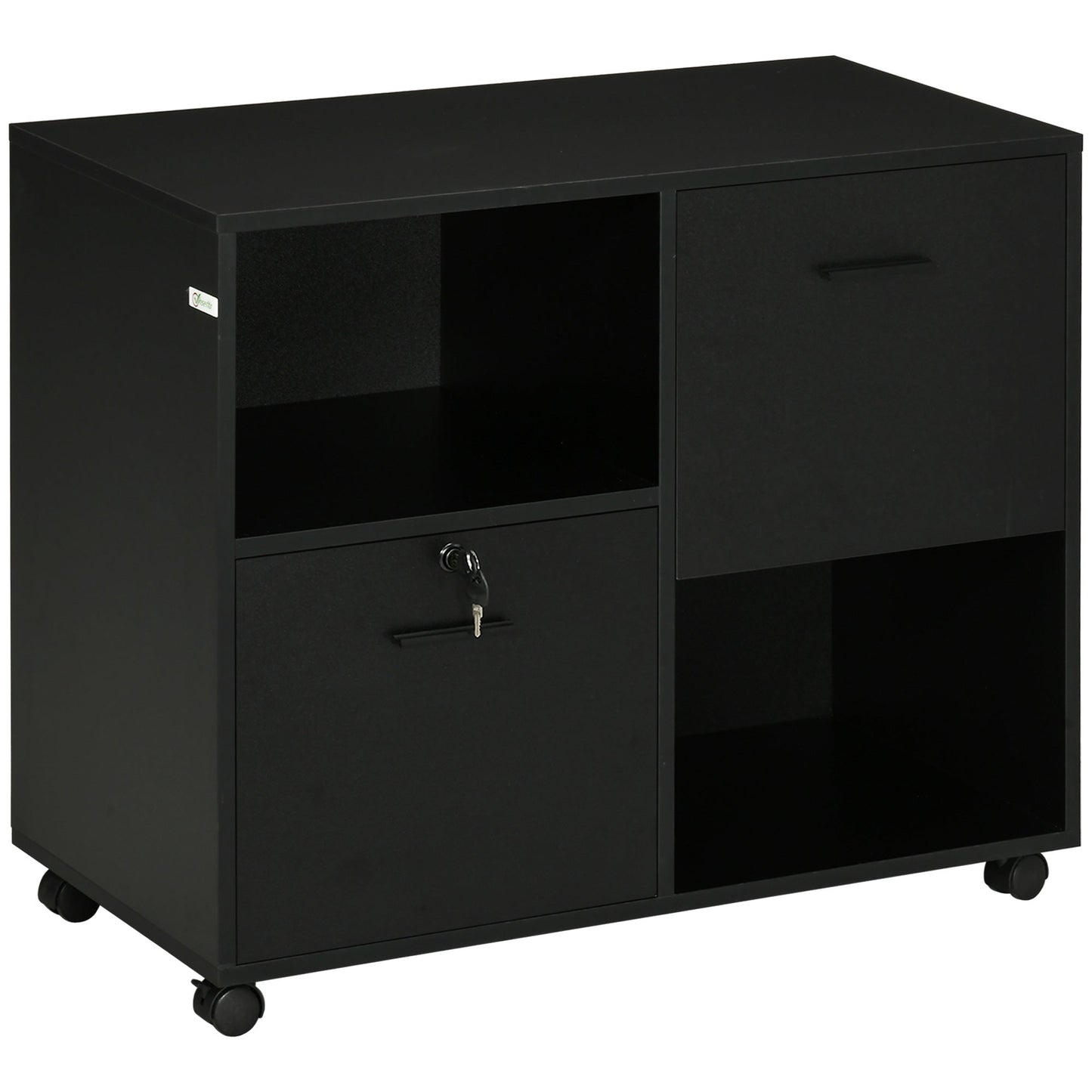 Mobile Printer Stand, Lateral File Cabinet with Lock, Filing Cabinet with Hanging Bars for Letter, A4 Size, Black Office Cabinets & Cupboards Black  at Gallery Canada