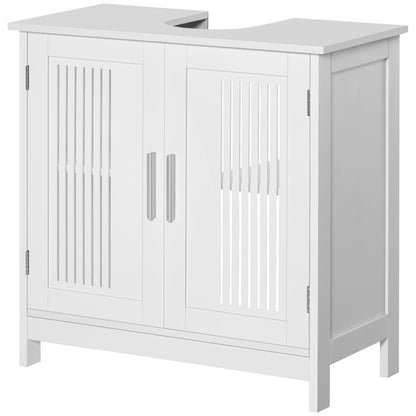 Modern 24" Bathroom Sink Cabinet, Pedestal Sink Storage Cabinet with Double Slat Doors and Shelf, White Bathroom Cabinets White  at Gallery Canada