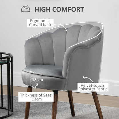 Modern Accent Chair Leisure Club Chair with Velvet-Touch Fabric Wood Legs for Living Room, Dark Grey Accent Chairs   at Gallery Canada