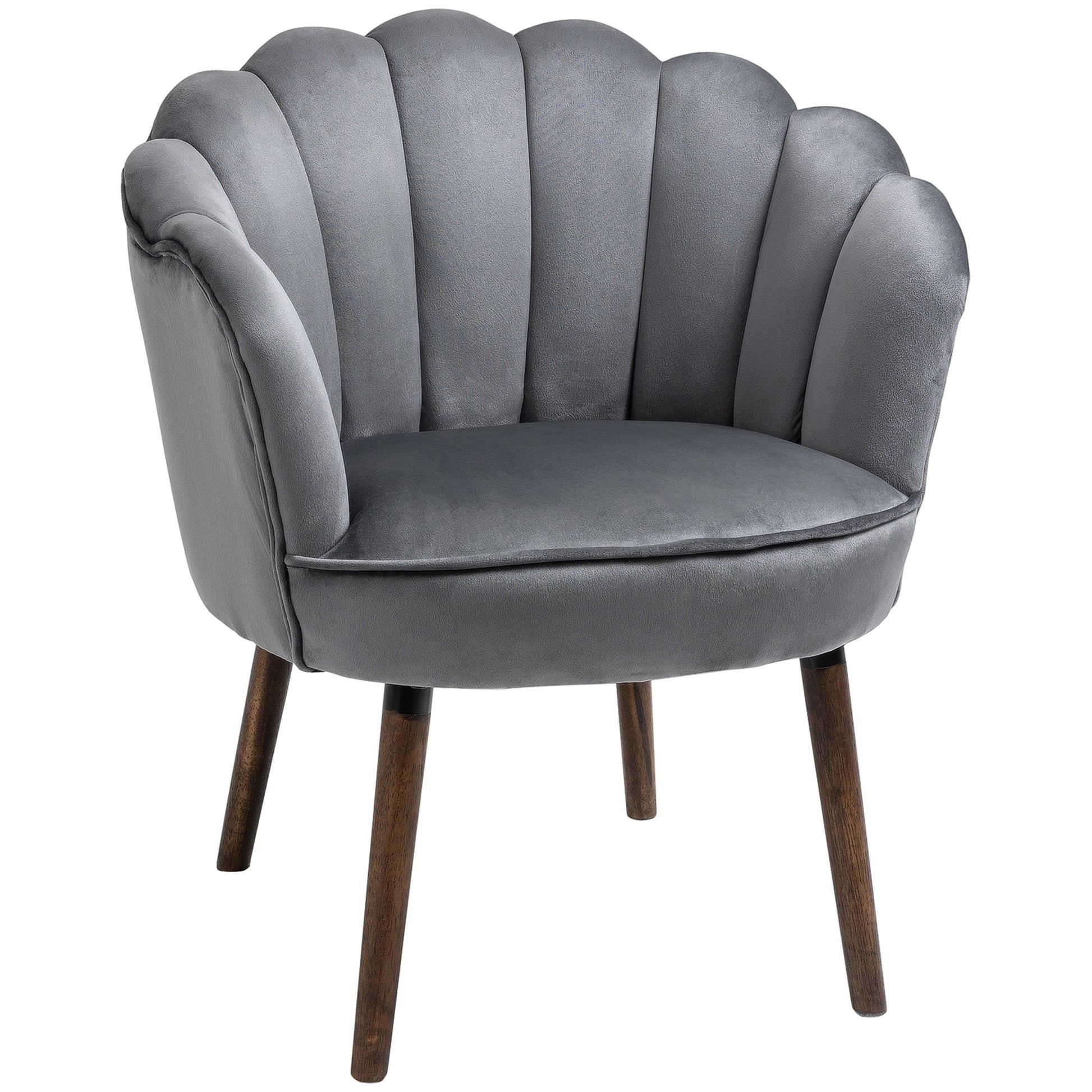 Modern Accent Chair Leisure Club Chair with Velvet-Touch Fabric Wood Legs for Living Room, Dark Grey Accent Chairs Dark Grey  at Gallery Canada