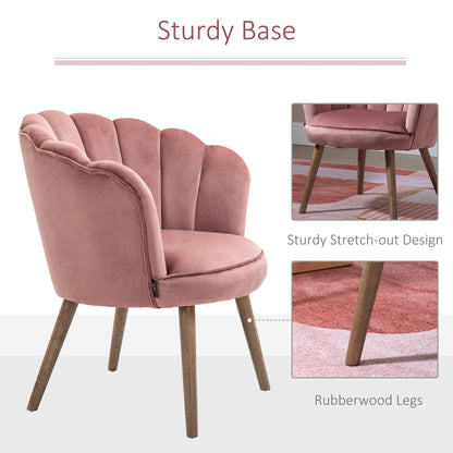 Modern Accent Chair Leisure Club Chair with Velvet-Touch Fabric Wood Legs for Living Room, Pink Accent Chairs   at Gallery Canada