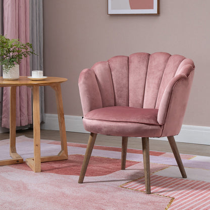 Modern Accent Chair Leisure Club Chair with Velvet-Touch Fabric Wood Legs for Living Room, Pink Accent Chairs   at Gallery Canada