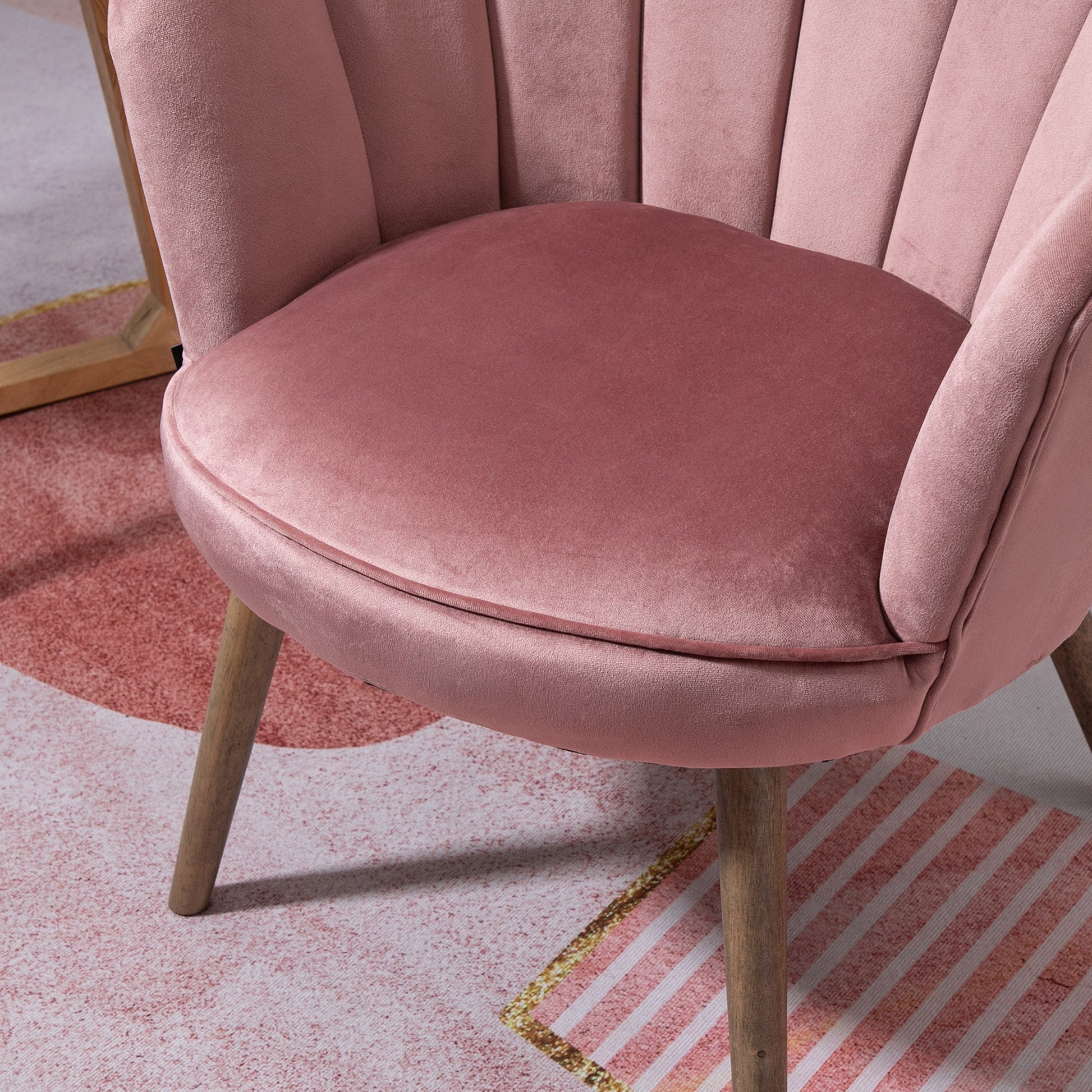 Modern Accent Chair Leisure Club Chair with Velvet-Touch Fabric Wood Legs for Living Room, Pink Accent Chairs   at Gallery Canada