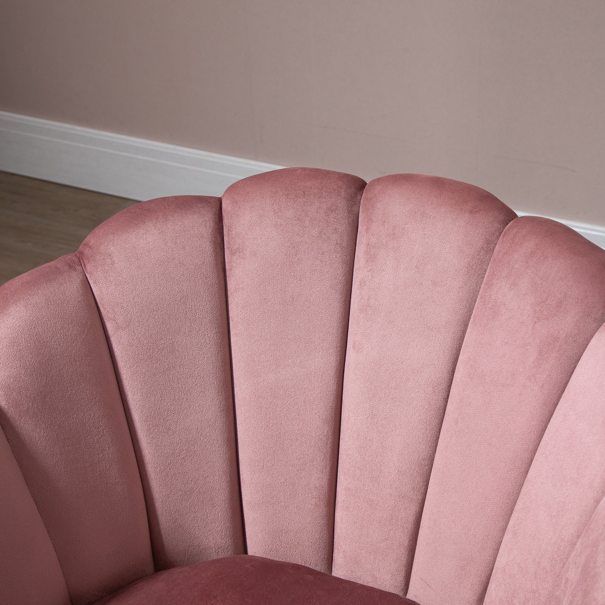 Modern Accent Chair Leisure Club Chair with Velvet-Touch Fabric Wood Legs for Living Room, Pink Accent Chairs   at Gallery Canada