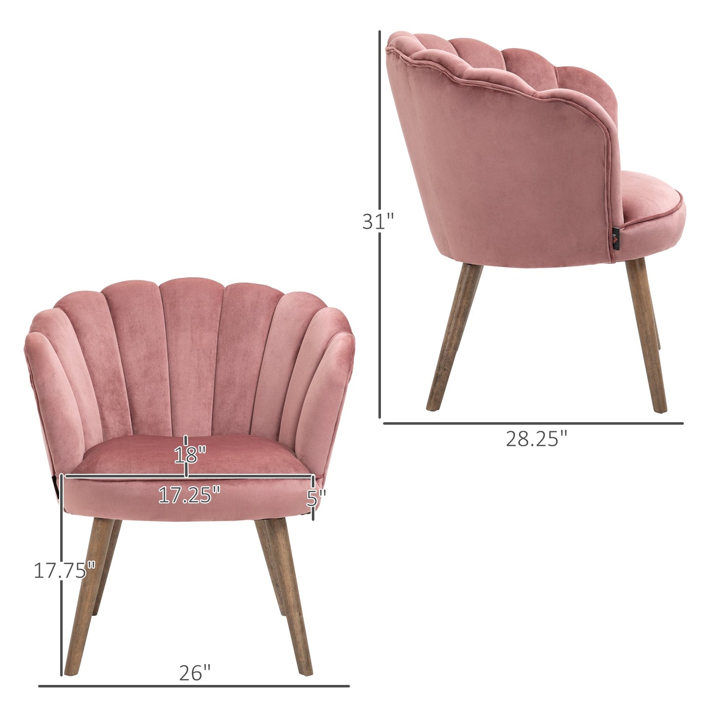 Modern Accent Chair Leisure Club Chair with Velvet-Touch Fabric Wood Legs for Living Room, Pink Accent Chairs   at Gallery Canada