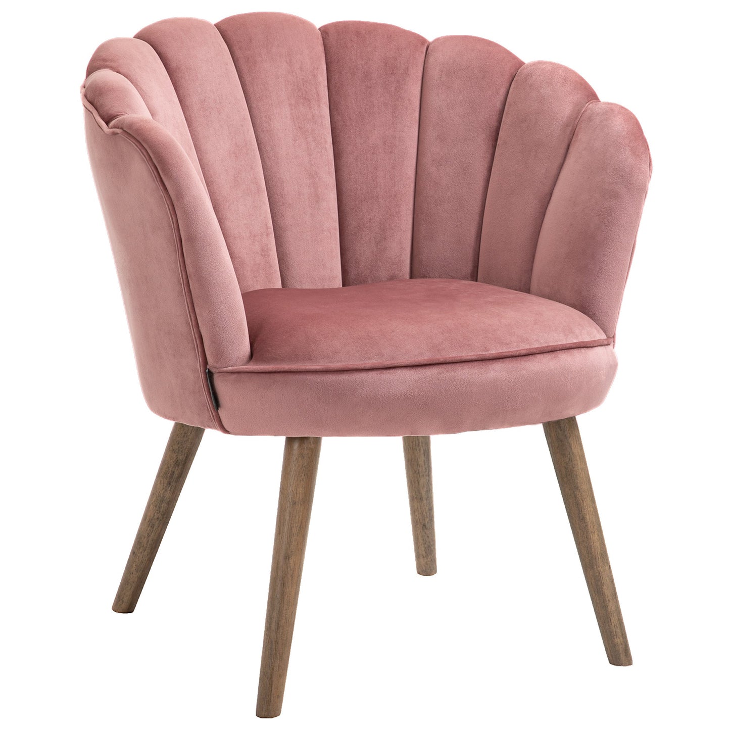 Modern Accent Chair Leisure Club Chair with Velvet-Touch Fabric Wood Legs for Living Room, Pink Accent Chairs Pink  at Gallery Canada