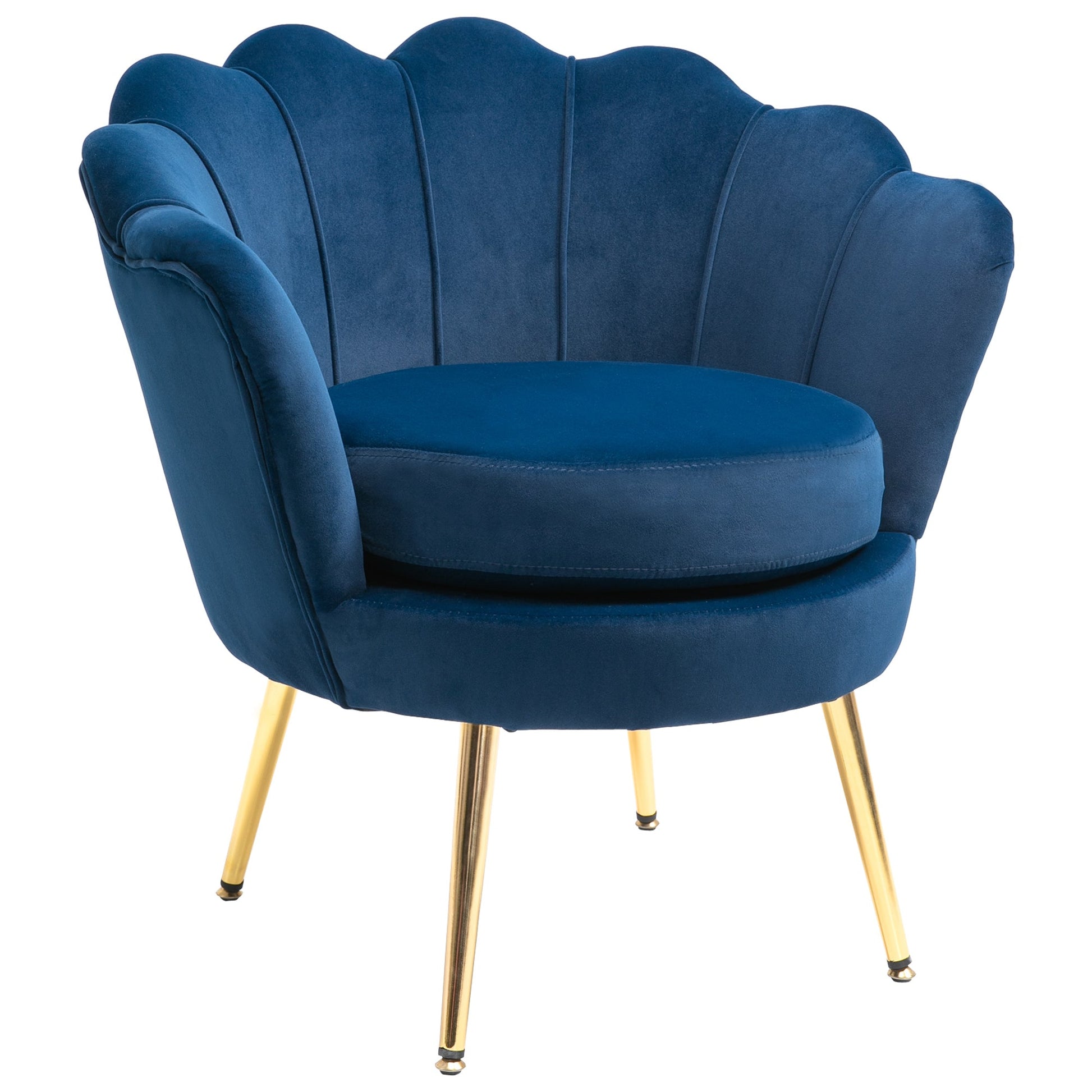 Modern Accent Chair, Velvet-Touch Fabric Leisure Club Chair with Gold Metal Legs for Bedroom, Blue Accent Chairs Multi Colour  at Gallery Canada