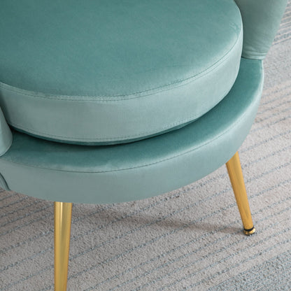 Modern Accent Chair, Velvet-Touch Fabric Leisure Club Chair with Gold Metal Legs for Bedroom, Green Accent Chairs   at Gallery Canada