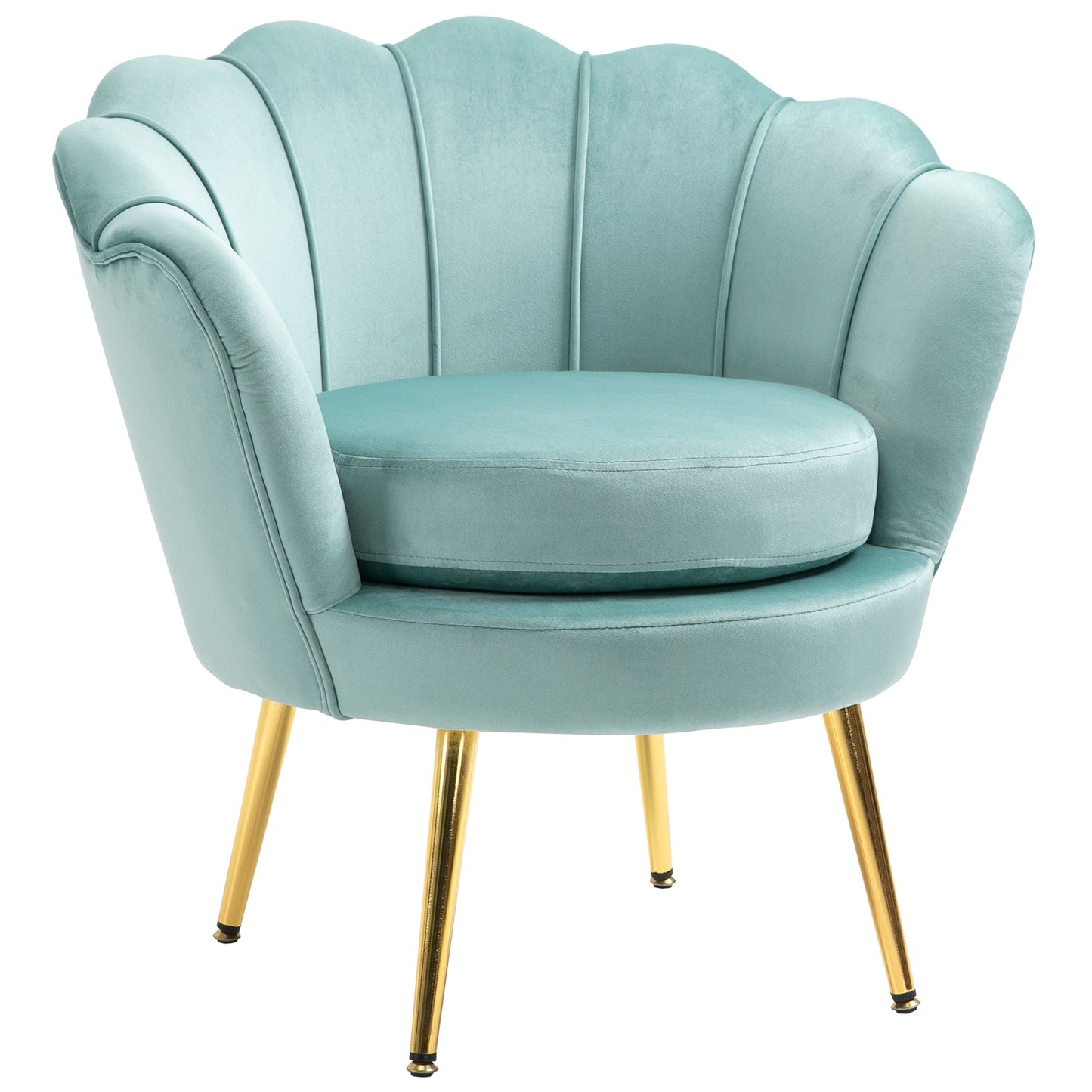 Modern Accent Chair, Velvet-Touch Fabric Leisure Club Chair with Gold Metal Legs for Bedroom, Green Accent Chairs Multi Colour  at Gallery Canada