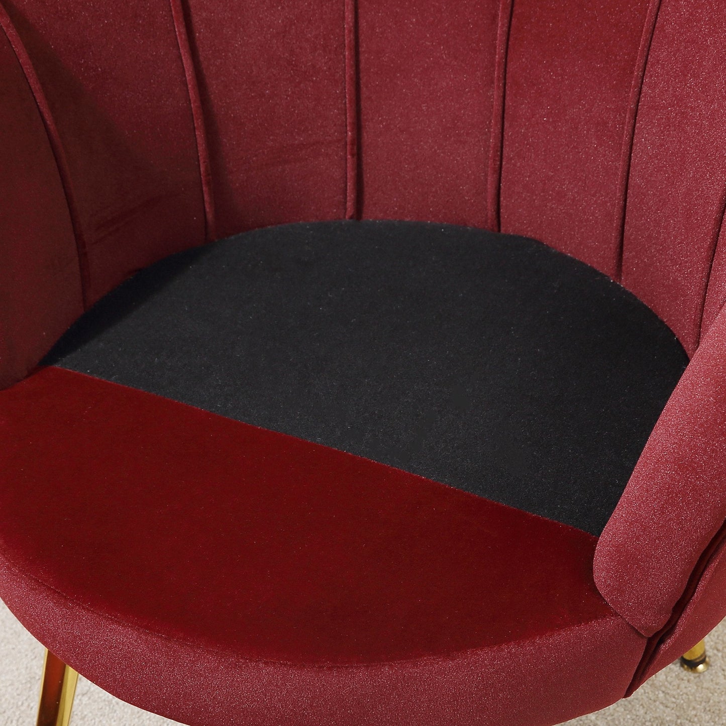 Modern Accent Chair, Velvet-Touch Fabric Leisure Club Chair with Gold Metal Legs for Bedroom, Wine Red Accent Chairs   at Gallery Canada