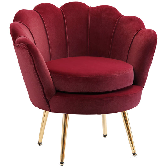 Modern Accent Chair, Velvet-Touch Fabric Leisure Club Chair with Gold Metal Legs for Bedroom, Wine Red Accent Chairs Multi Colour  at Gallery Canada