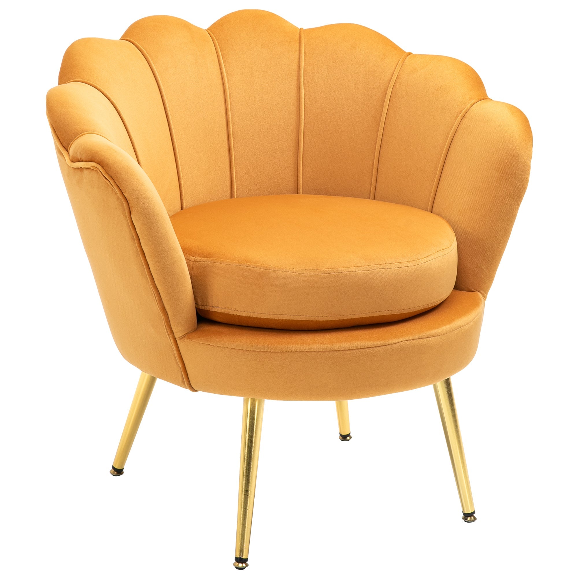 Modern Accent Chair, Velvet-Touch Fabric Leisure Club Chair with Gold Metal Legs for Bedroom, Yellow Accent Chairs Multi Colour  at Gallery Canada