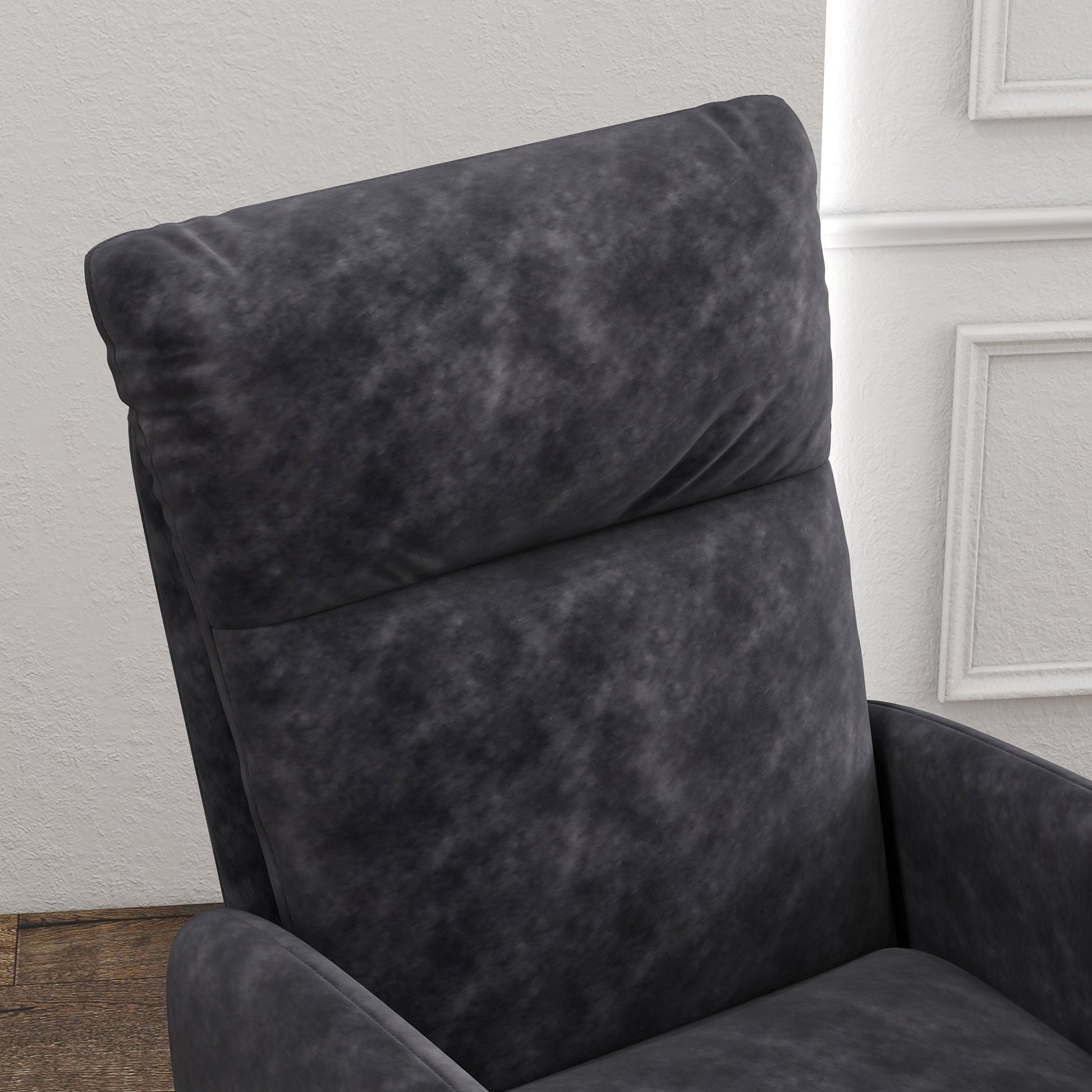 Modern Accent Chair with Ottoman, Upholstered Armchair with Footrest, Cross Metal Legs and Padded Cushion for Living Room, Bedroom, Dark Grey Accent Chairs   at Gallery Canada