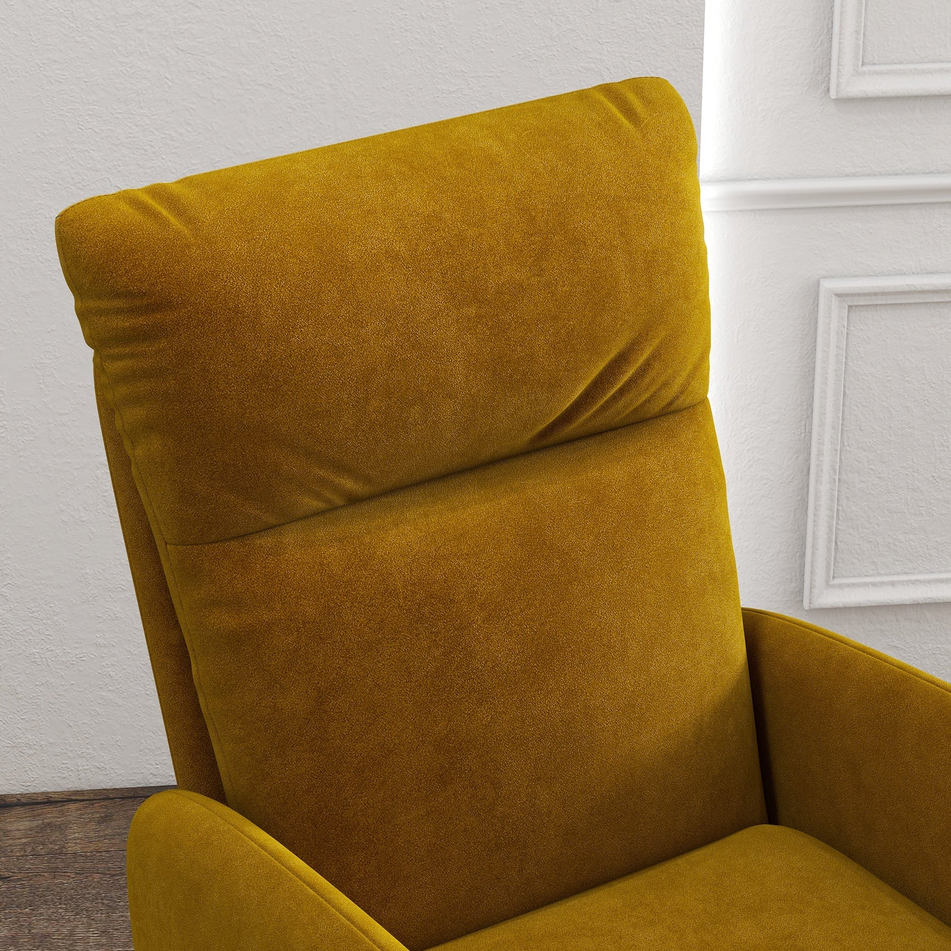 Modern Accent Chair with Ottoman, Upholstered Armchair with Footrest, Cross Metal Legs and Padded Cushion for Living Room, Bedroom, Yellow Accent Chairs   at Gallery Canada