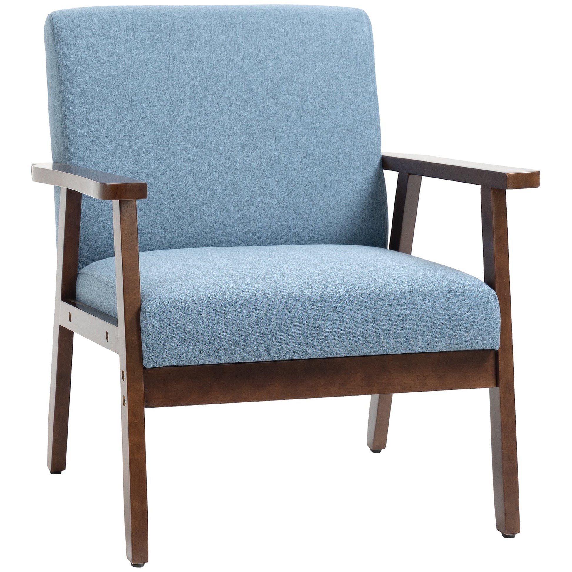 Modern Accent Chairs with Cushioned Seat, Upholstered Linen-Feel Armchair for Bedroom, Living Room Blue Accent Chairs Blue  at Gallery Canada