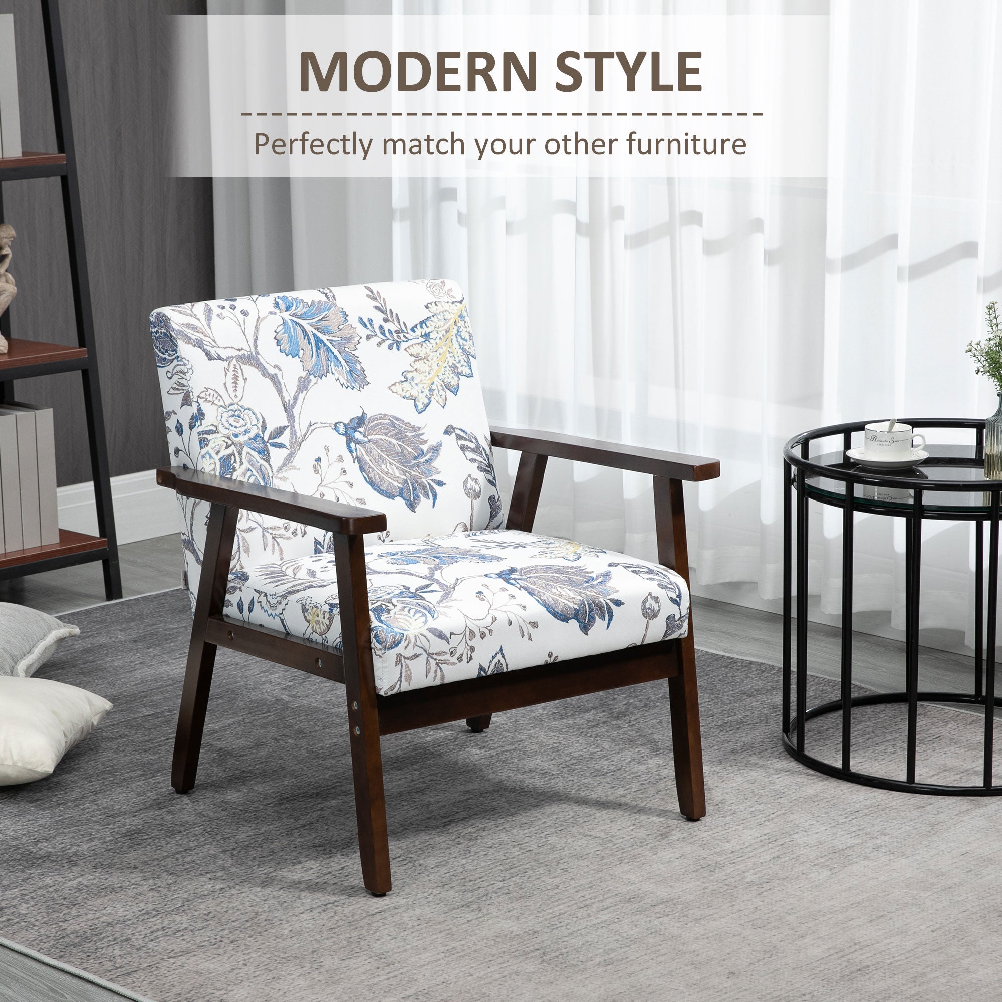 Modern Accent Chairs with Cushioned Seat, Upholstered Linen-Feel Armchair for Bedroom, Living Room Multicolored Accent Chairs   at Gallery Canada