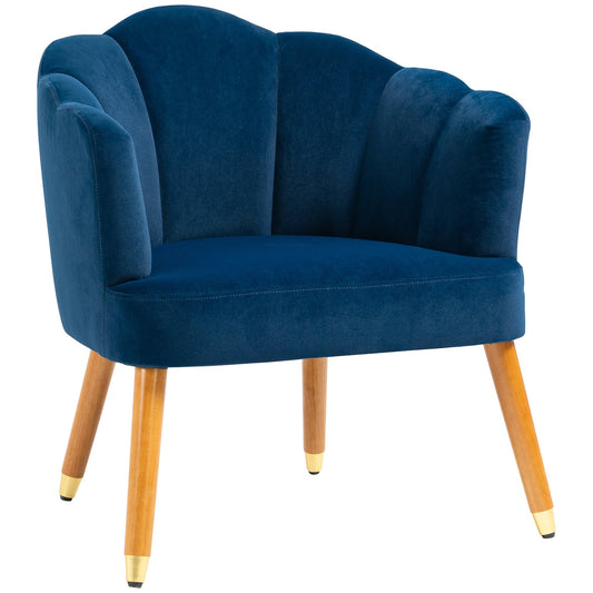 Modern Accent Chairs with Cushioned Seat, Upholstered Velvet Armchair for Bedroom, Living Room Chair with Arms and Wood Legs, Blue Accent Chairs Multi Colour  at Gallery Canada