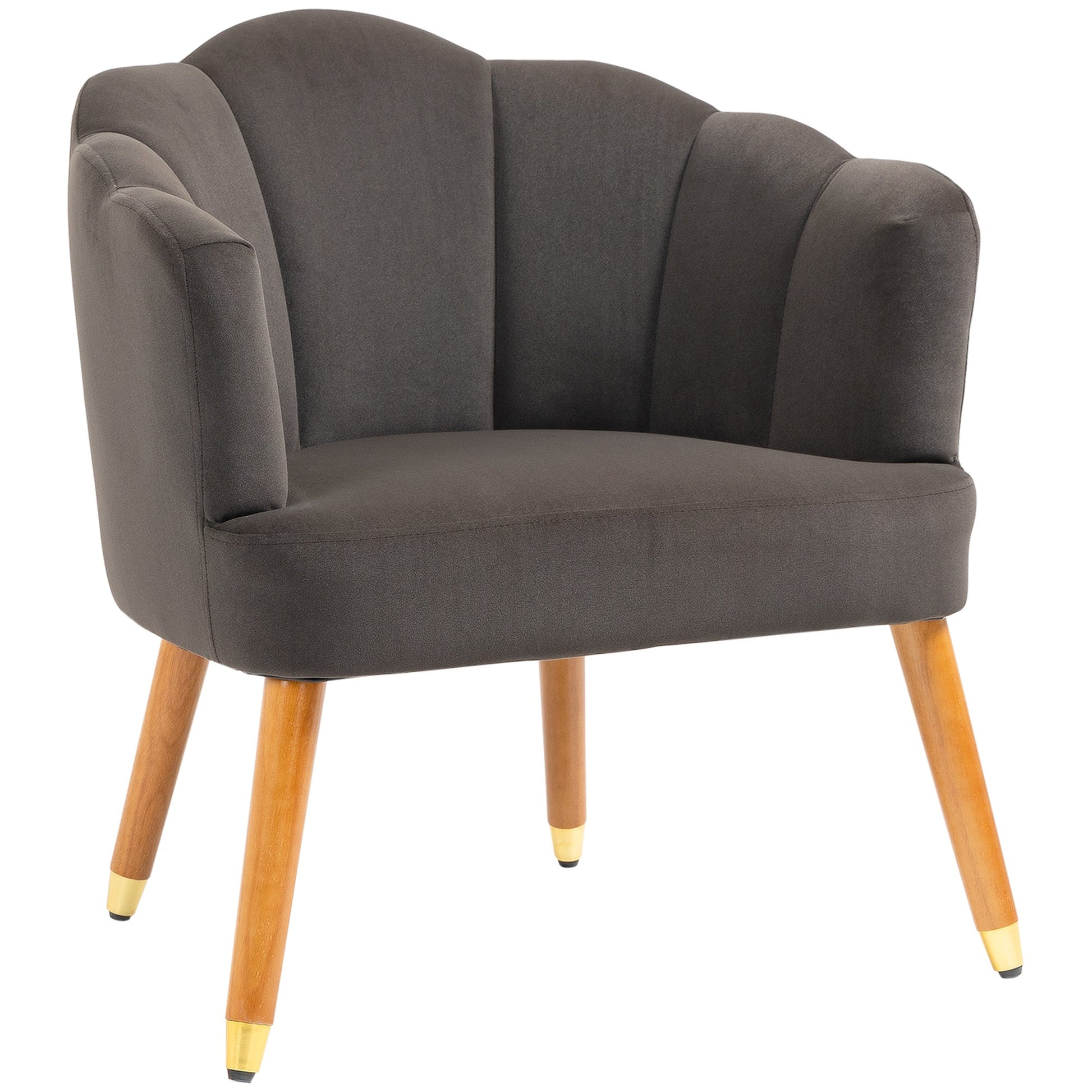 Modern Accent Chairs with Cushioned Seat, Upholstered Velvet Armchair for Bedroom, Living Room Chair with Arms and Wood Legs, Brown Accent Chairs Multi Colour  at Gallery Canada