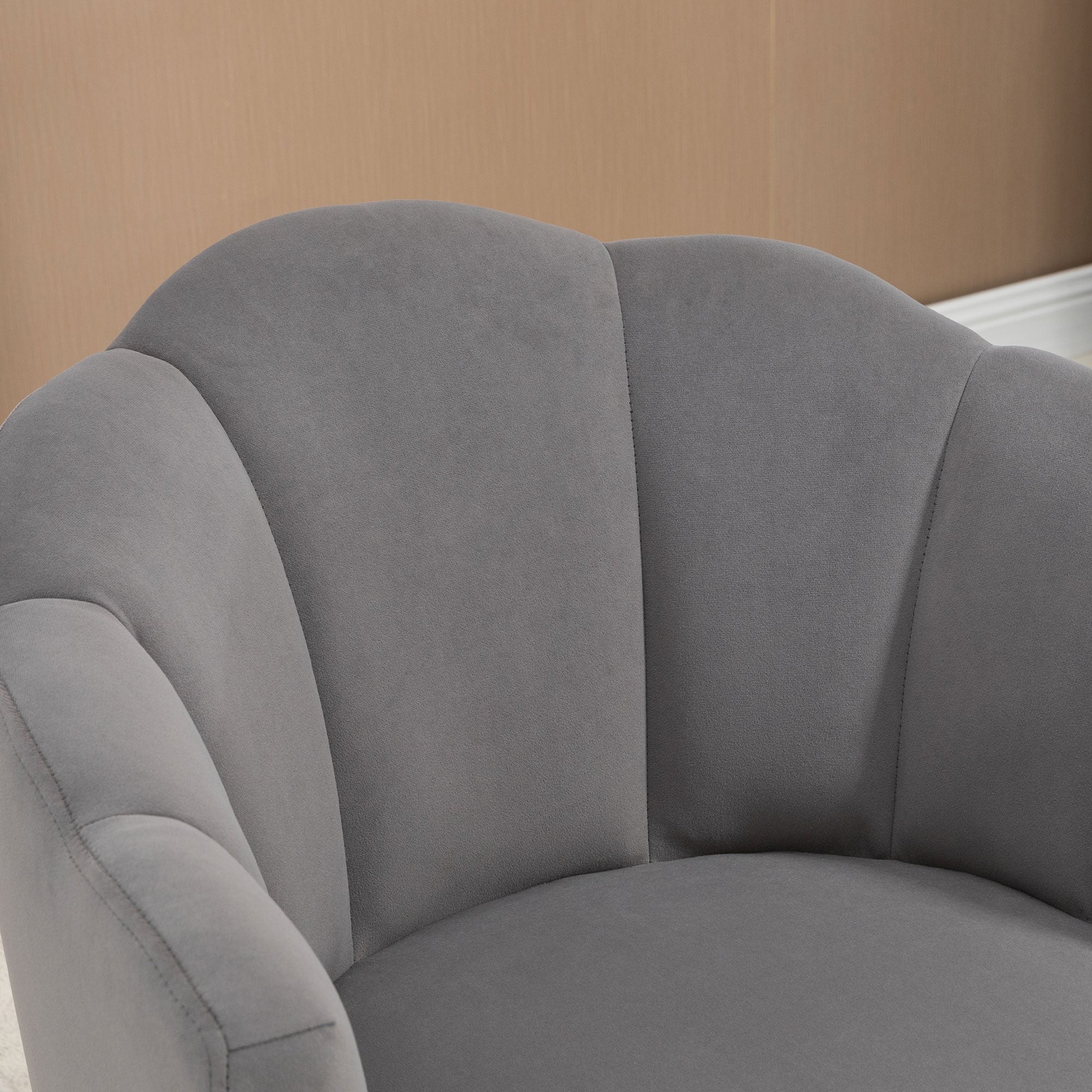 Modern Accent Chairs with Cushioned Seat, Upholstered Velvet Armchair for Bedroom, Living Room Chair with Arms and Wood Legs, Grey Accent Chairs   at Gallery Canada