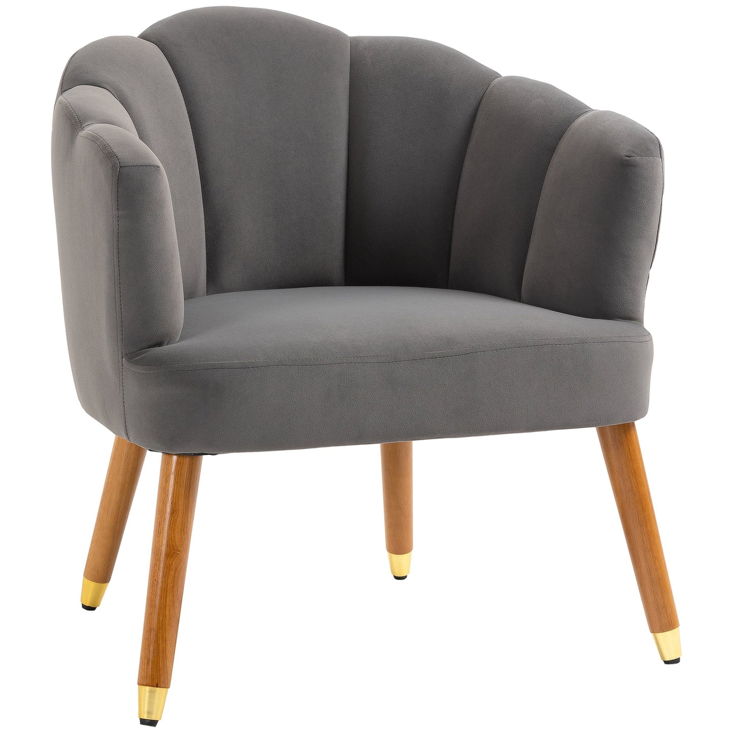 Modern Accent Chairs with Cushioned Seat, Upholstered Velvet Armchair for Bedroom, Living Room Chair with Arms and Wood Legs, Grey Accent Chairs Multi Colour  at Gallery Canada