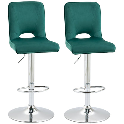 Modern Bar stool Set of 2 Armless Adjustable Height Fabric Upholstered Bar Chair with Swivel Seat, Green Bar Stools Green  at Gallery Canada