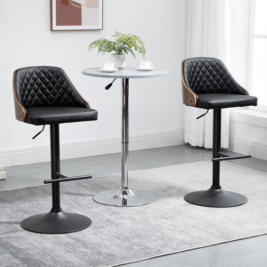 Modern Bar Stools PU Leather Set of 2 Swivel Bar Height Barstools Chairs with Adjustable Height, Round Heavy Metal Base and Footrest, Black Bar Stools Multi Colour  at Gallery Canada