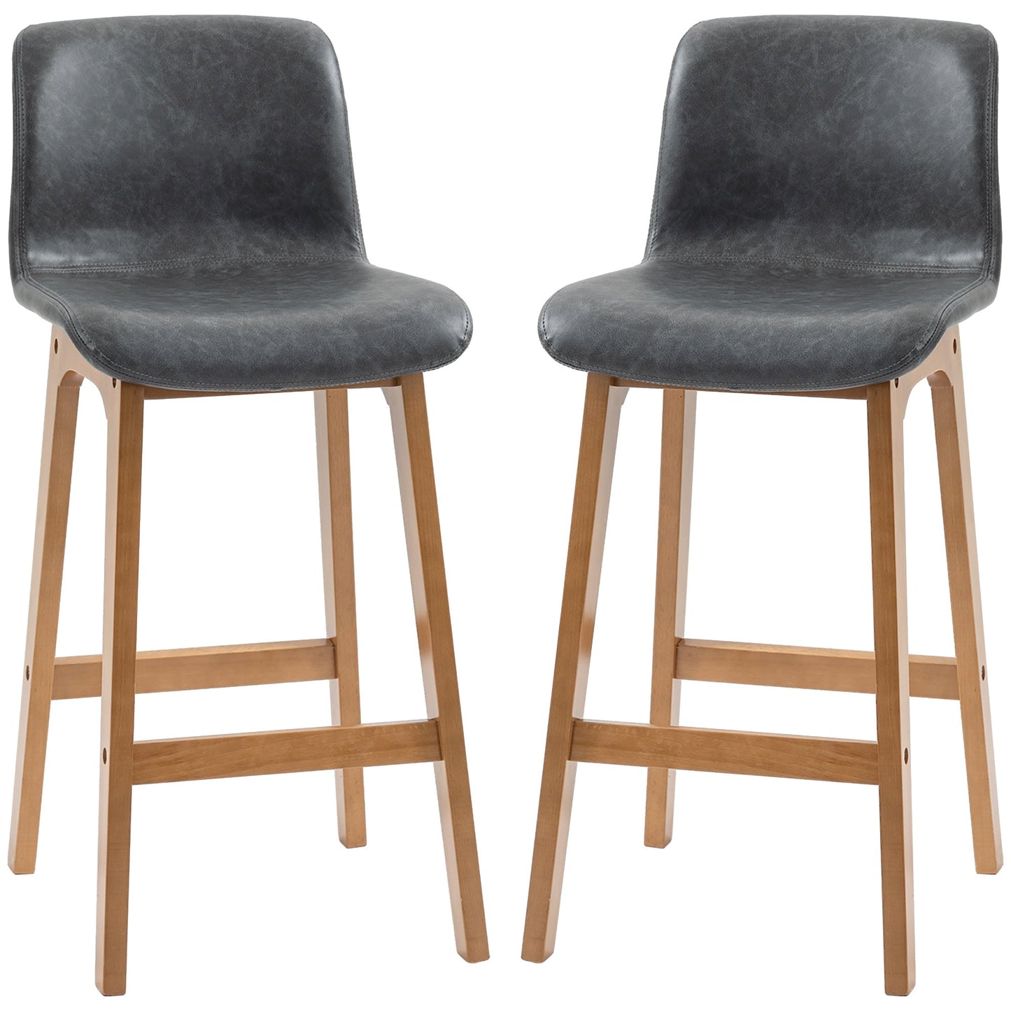 Modern Bar Stools Set of 2, Counter Height Bar Chair with PU Leather Wooden Frame Padding Seats for Dining Room Home Bar, Grey Bar Stools Multi Colour  at Gallery Canada