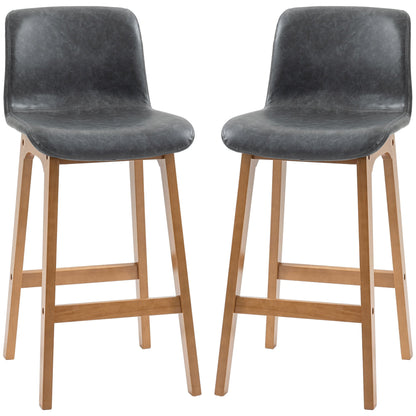 Modern Bar Stools Set of 2, Counter Height Bar Chair with PU Leather Wooden Frame Padding Seats for Dining Room Home Bar, Grey Bar Stools Multi Colour  at Gallery Canada