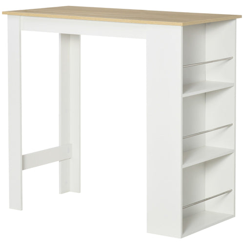 Modern Bar Table, Bar Height Dining Table with 3 Storage Shelves for Kitchen, Dining Room, Living Room, White