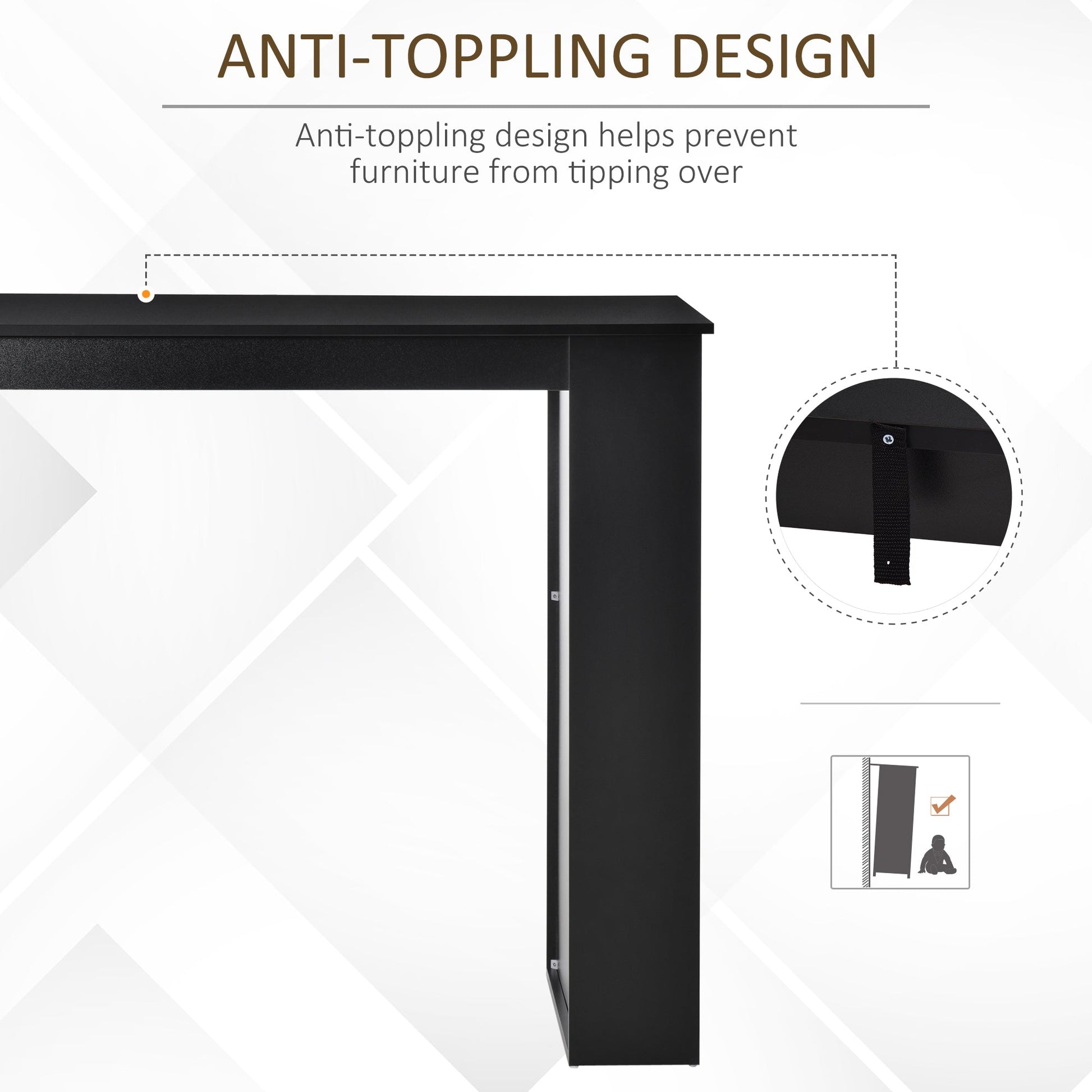 Modern Bar Table Counter Height Dining Table Computer Desk with 3 Storage Shelves for Kitchen, Dining Room, Living Room, Black Bar Tables & Dining Tables   at Gallery Canada