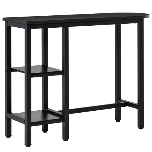 Modern Bar Table, Pub Table, Accent Console Table with Side Storage Shelf &; Metal Frame, Black Bar Tables & Dining Tables Black  at Gallery Canada