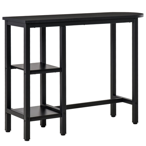 Modern Bar Table, Pub Table, Accent Console Table with Side Storage Shelf &; Metal Frame, Black