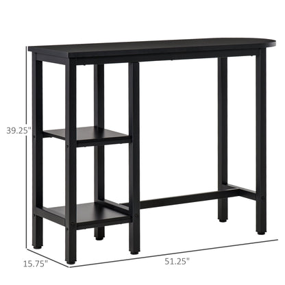 Modern Bar Table, Pub Table, Accent Console Table with Side Storage Shelf &; Metal Frame, Black Bar Tables & Dining Tables Black  at Gallery Canada