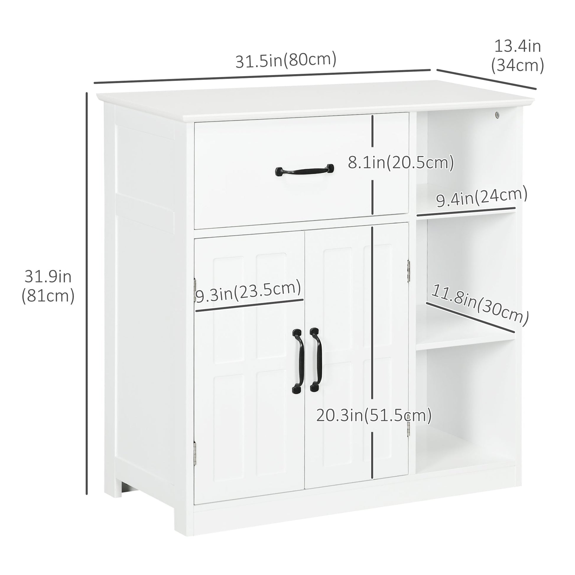 Modern Bathroom Cabinet, Freestanding Bathroom Vanities with 3 Open Shelves, Drawer and Adjustable Shelf, White Bathroom Cabinets   at Gallery Canada