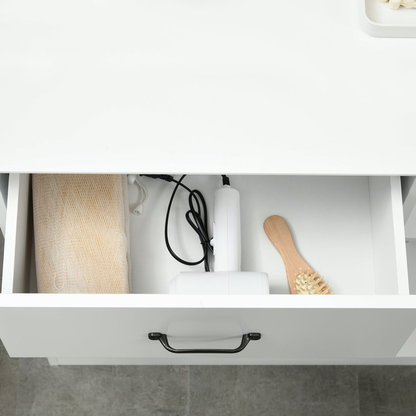 Modern Bathroom Cabinet, Freestanding Bathroom Vanities with 3 Open Shelves, Drawer and Adjustable Shelf, White Bathroom Cabinets   at Gallery Canada