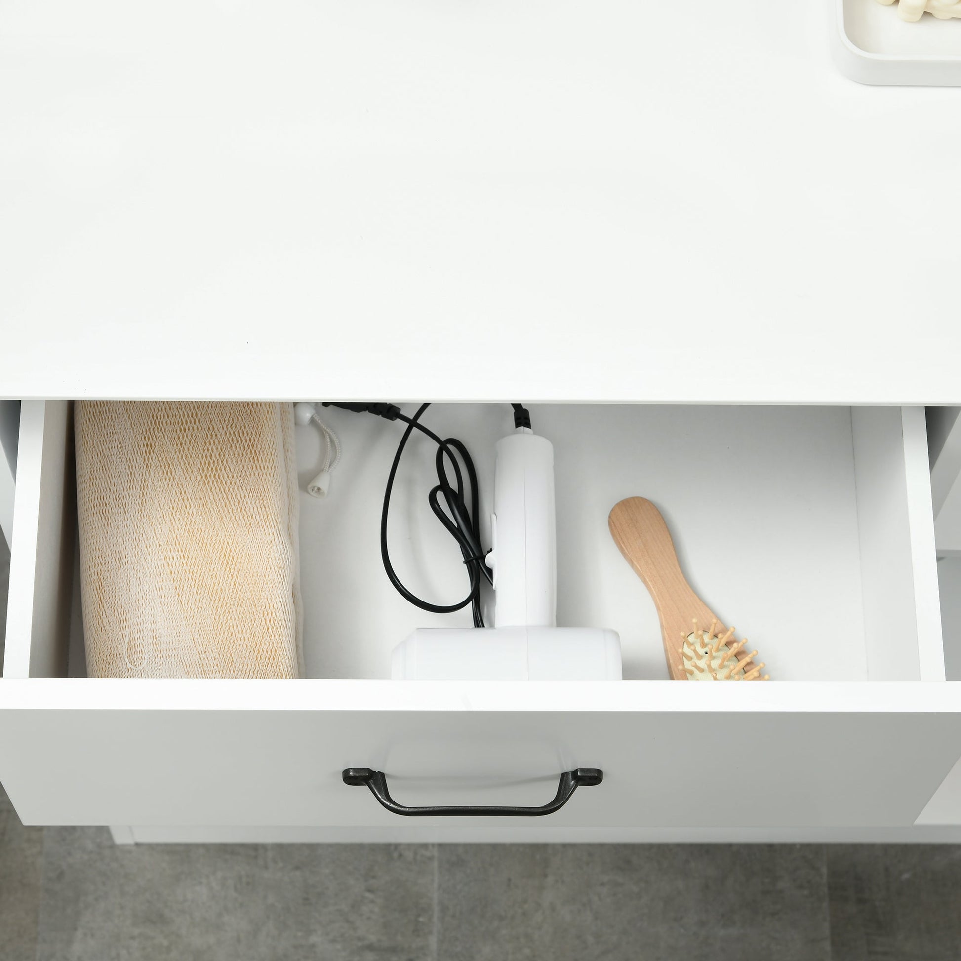 Modern Bathroom Cabinet, Freestanding Bathroom Vanities with 3 Open Shelves, Drawer and Adjustable Shelf, White Bathroom Cabinets   at Gallery Canada